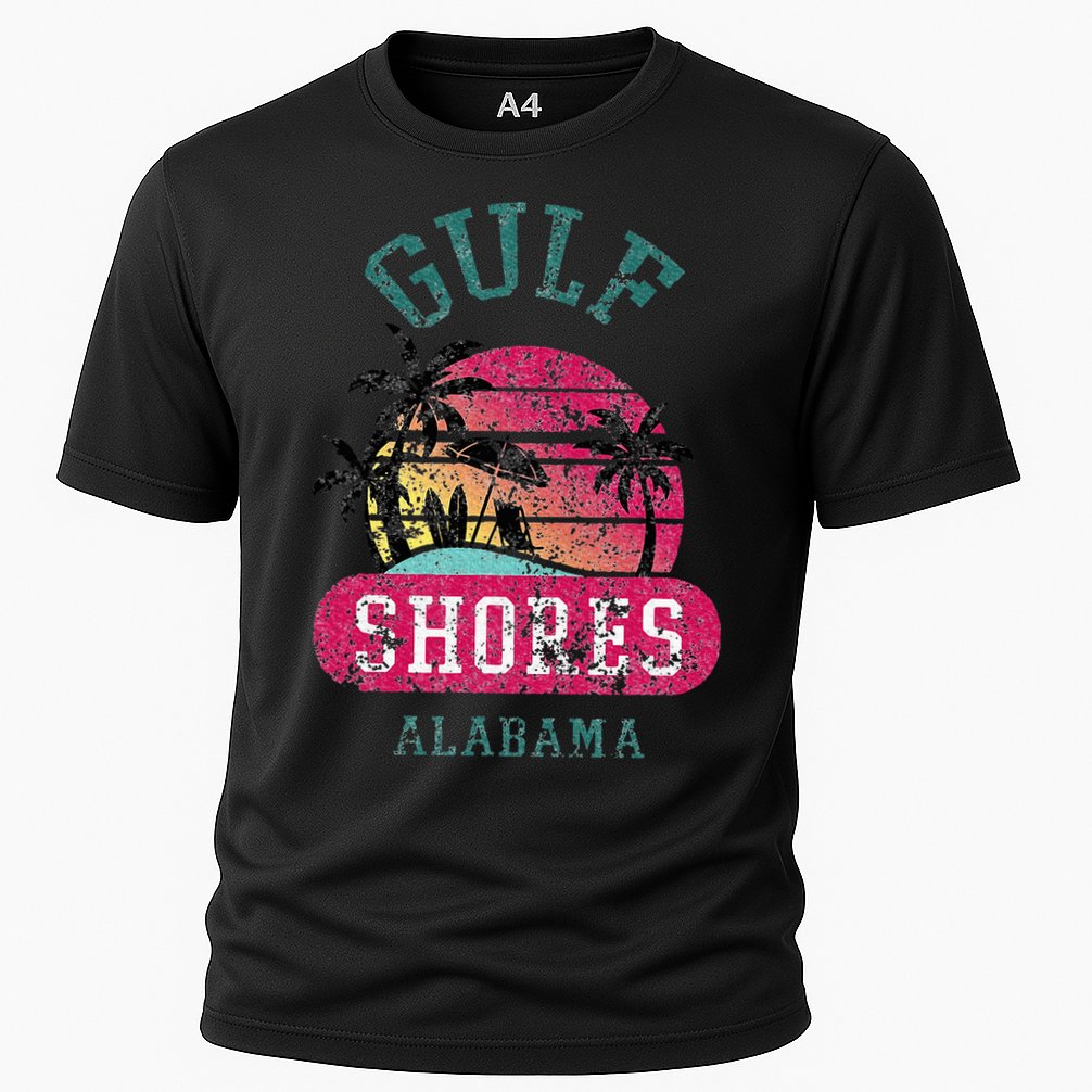 Fun Gulf Shores Vintage Distressed Alabama Beach Novelty Performance Shirt