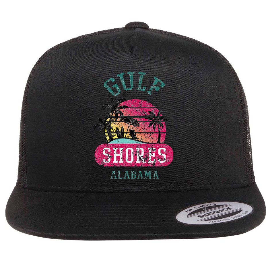 Fun Gulf Shores Vintage Distressed Alabama Beach Novelty Flat Bill Trucker Hat