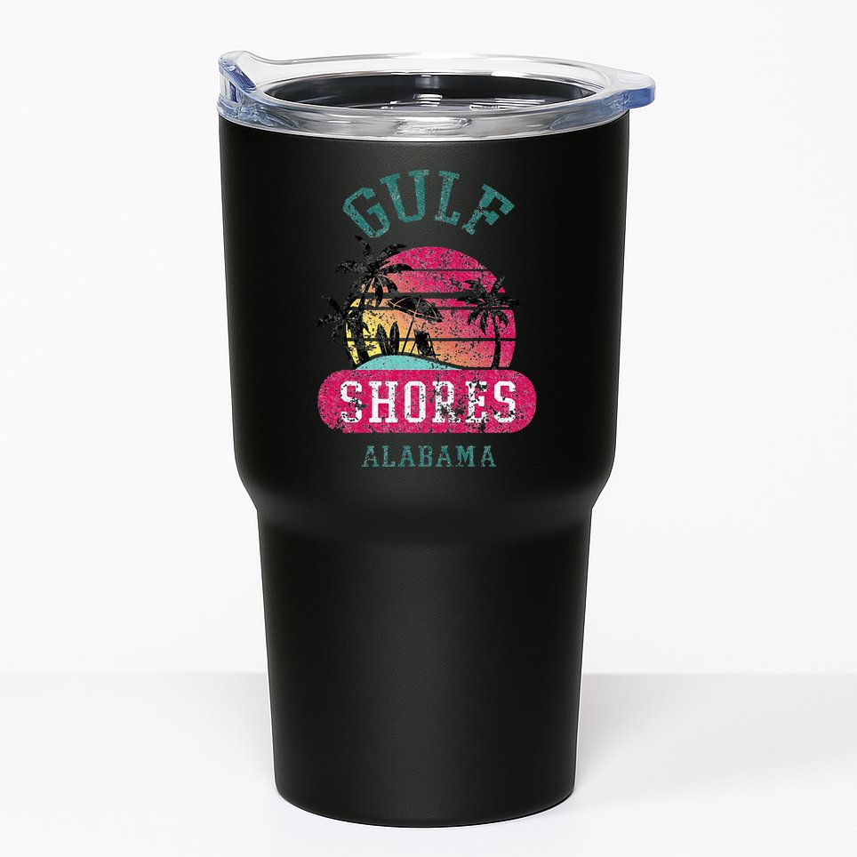 Fun Gulf Shores Vintage Distressed Alabama Beach Novelty Tumbler