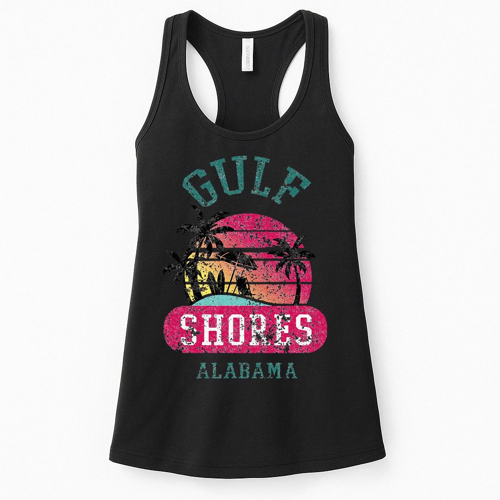 Fun Gulf Shores Vintage Distressed Alabama Beach Novelty Womens Tank Top