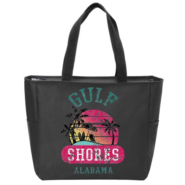 Fun Gulf Shores Vintage Distressed Alabama Beach Novelty Zip Tote Bag