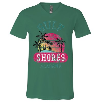 Fun Gulf Shores Vintage Distressed Alabama Beach Novelty V-Neck T-Shirt