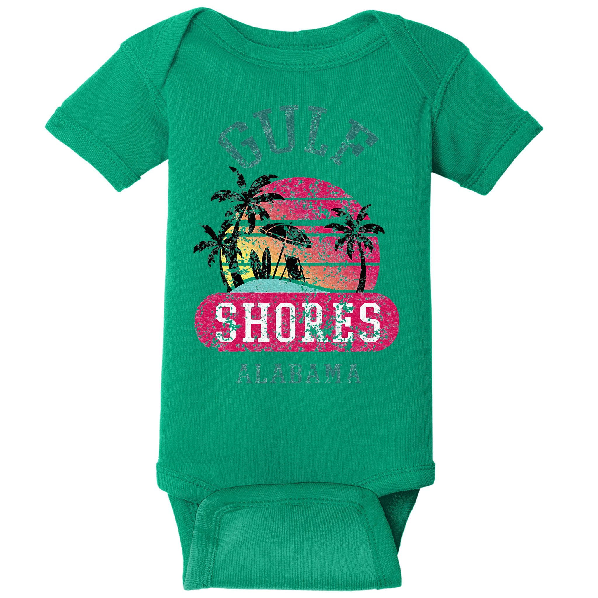 Fun Gulf Shores Vintage Distressed Alabama Beach Novelty Baby Bodysuit