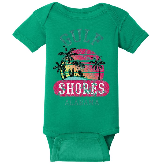 Fun Gulf Shores Vintage Distressed Alabama Beach Novelty Baby Bodysuit