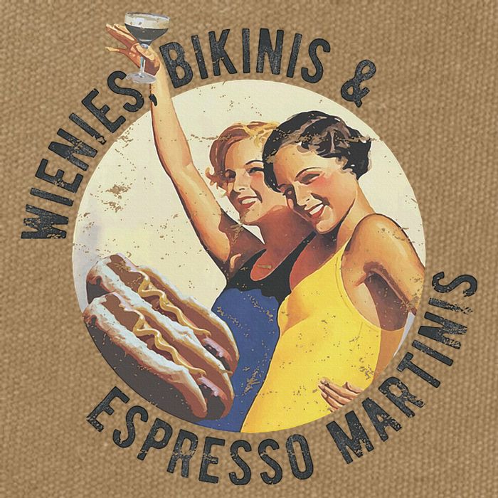 Fun Girl Summer Essentials Wienies Bikinis Espresso Martinis Cotton Canvas Backpack