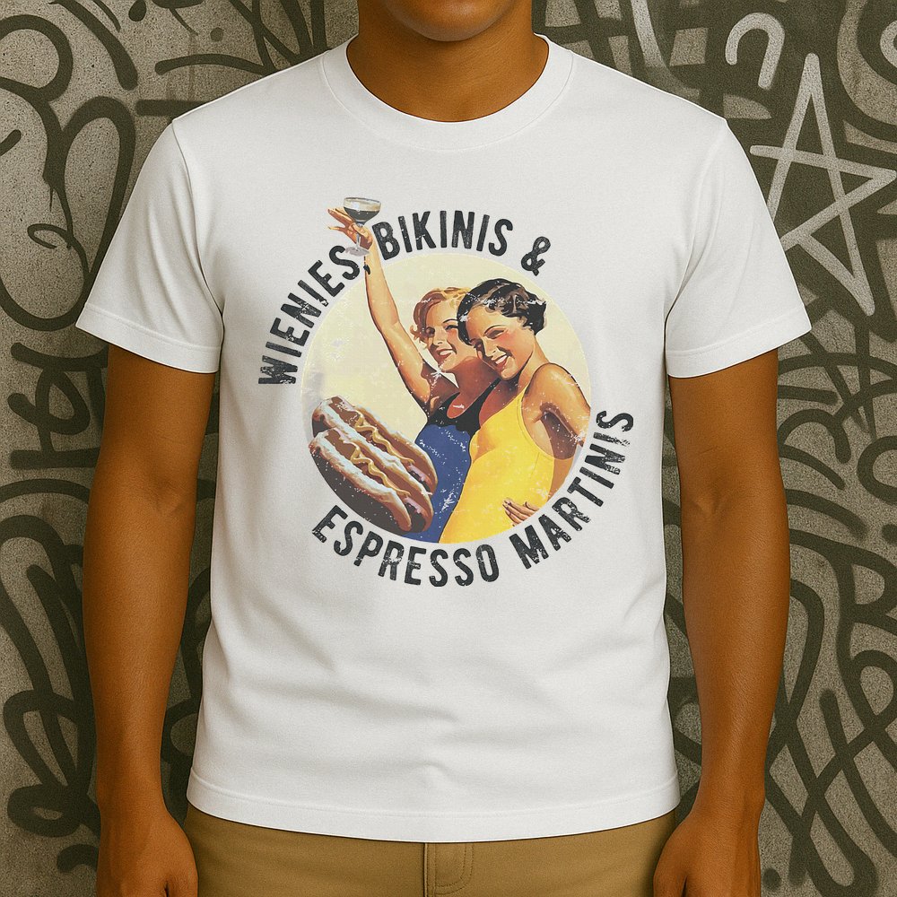Fun Girl Summer Essentials Wienies Bikinis Espresso Martinis T-Shirt