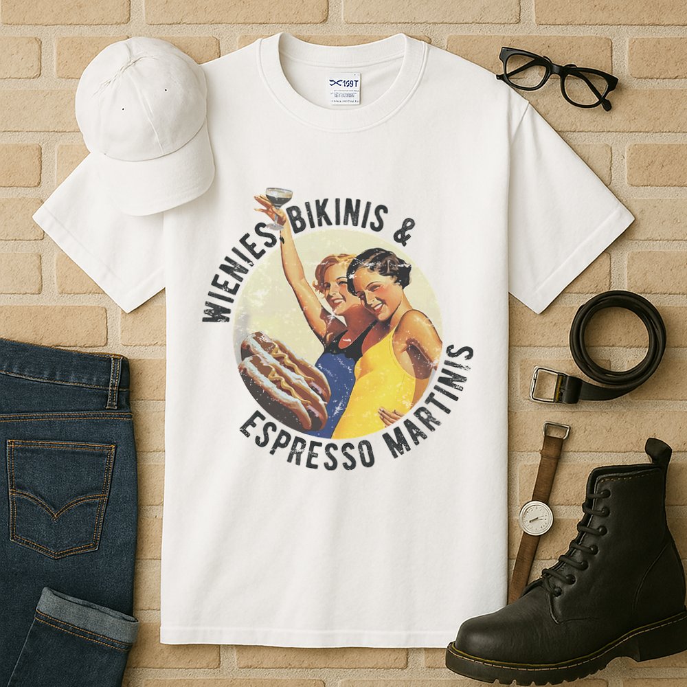 Fun Girl Summer Essentials Wienies Bikinis Espresso Martinis Tall T-Shirt