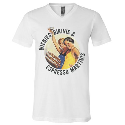 Fun Girl Summer Essentials Wienies Bikinis Espresso Martinis V-Neck T-Shirt