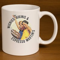 Fun Girl Summer Essentials Wienies Bikinis Espresso Martinis 11oz C Handle Ceramic Mug