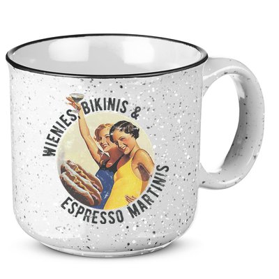 Fun Girl Summer Essentials Wienies Bikinis Espresso Martinis 15oz Campfire Ceramic Mug