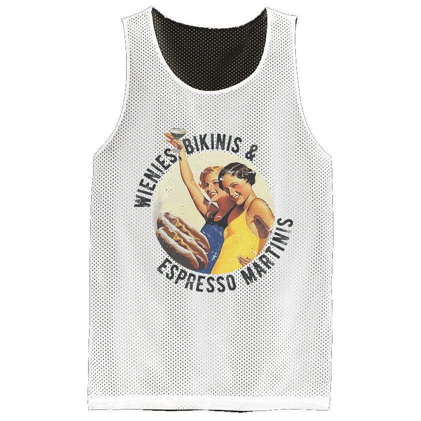 Fun Girl Summer Essentials Wienies Bikinis Espresso Martinis Mesh Reversible Basketball Jersey Tank