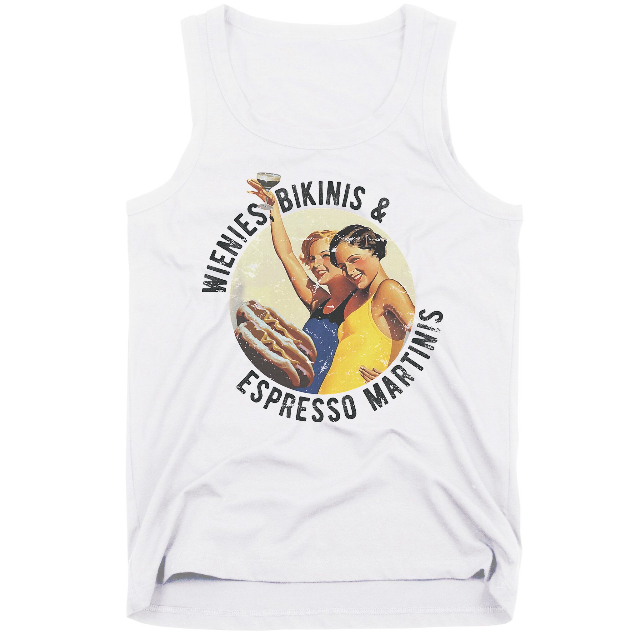 Fun Girl Summer Essentials Wienies Bikinis Espresso Martinis Tank Top