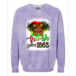 Freemeaningful Giftish Since 1865 Afro Messy Bun Afro Juneteenth Funny Gift Colorblast Crewneck Sweatshirt