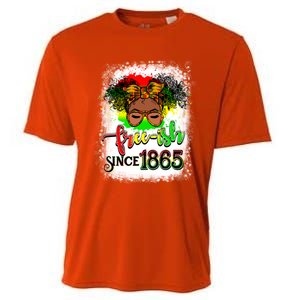 Freemeaningful Giftish Since 1865 Afro Messy Bun Afro Juneteenth Funny Gift Cooling Performance Crew T-Shirt