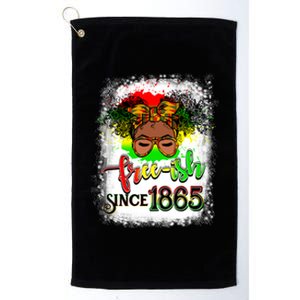 Freemeaningful Giftish Since 1865 Afro Messy Bun Afro Juneteenth Funny Gift Platinum Collection Golf Towel