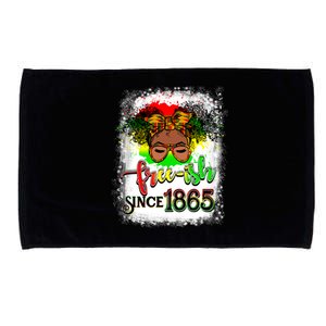 Freemeaningful Giftish Since 1865 Afro Messy Bun Afro Juneteenth Funny Gift Microfiber Hand Towel