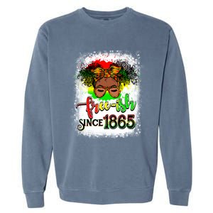 Freemeaningful Giftish Since 1865 Afro Messy Bun Afro Juneteenth Funny Gift Garment-Dyed Sweatshirt