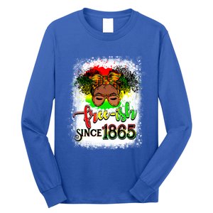 Freemeaningful Giftish Since 1865 Afro Messy Bun Afro Juneteenth Funny Gift Long Sleeve Shirt