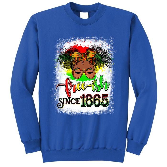 Freemeaningful Giftish Since 1865 Afro Messy Bun Afro Juneteenth Funny Gift Sweatshirt