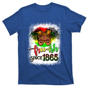 Freemeaningful Giftish Since 1865 Afro Messy Bun Afro Juneteenth Funny Gift T-Shirt