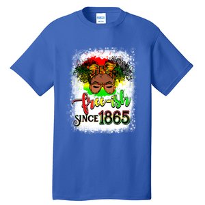 Freemeaningful Giftish Since 1865 Afro Messy Bun Afro Juneteenth Funny Gift Tall T-Shirt