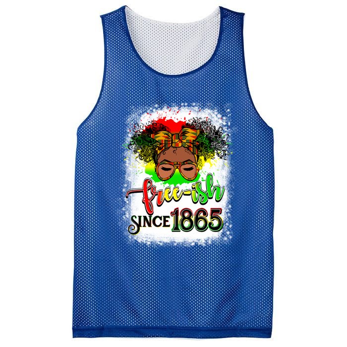 Freemeaningful Giftish Since 1865 Afro Messy Bun Afro Juneteenth Funny Gift Mesh Reversible Basketball Jersey Tank