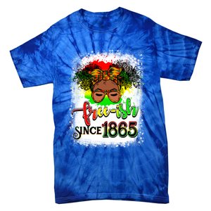 Freemeaningful Giftish Since 1865 Afro Messy Bun Afro Juneteenth Funny Gift Tie-Dye T-Shirt