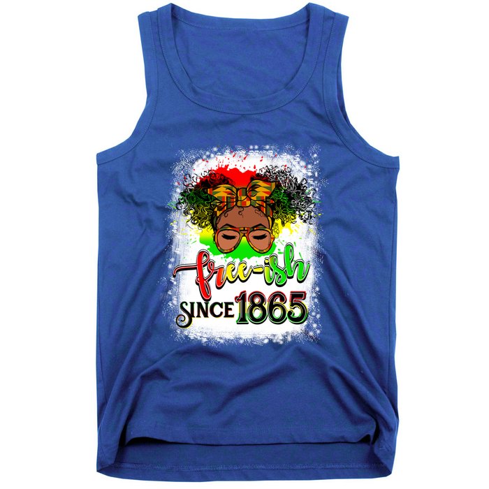 Freemeaningful Giftish Since 1865 Afro Messy Bun Afro Juneteenth Funny Gift Tank Top