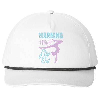 Funny Gymnastics Sport Quote Warning I Might Flip Out Snapback Five-Panel Rope Hat