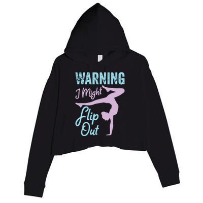 Funny Gymnastics Sport Quote Warning I Might Flip Out Crop Fleece Hoodie