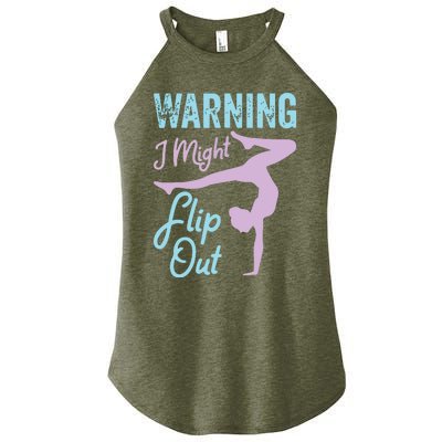 Funny Gymnastics Sport Quote Warning I Might Flip Out Women's Perfect Tri Rocker Tank