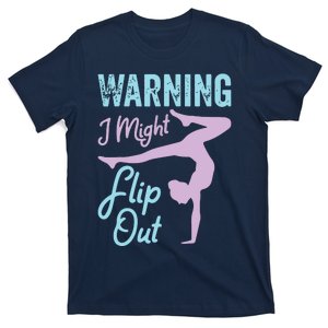 Funny Gymnastics Sport Quote Warning I Might Flip Out T-Shirt