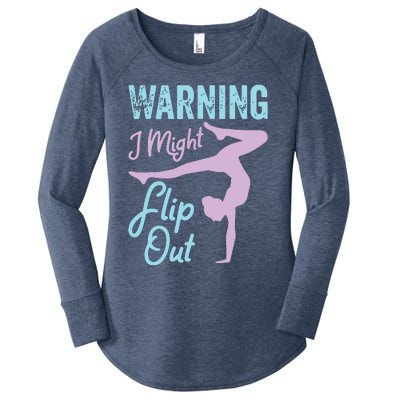 Funny Gymnastics Sport Quote Warning I Might Flip Out Women's Perfect Tri Tunic Long Sleeve Shirt