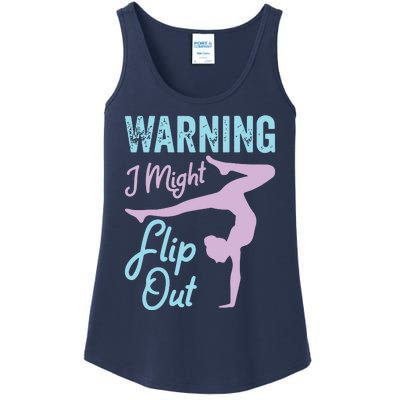 Funny Gymnastics Sport Quote Warning I Might Flip Out Ladies Essential Tank