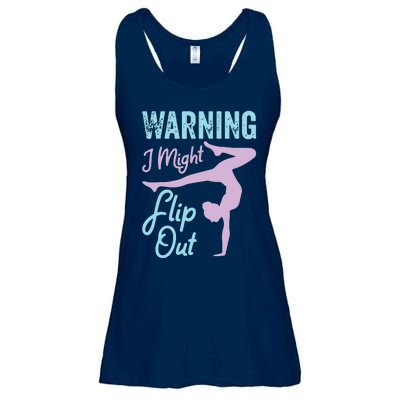 Funny Gymnastics Sport Quote Warning I Might Flip Out Ladies Essential Flowy Tank