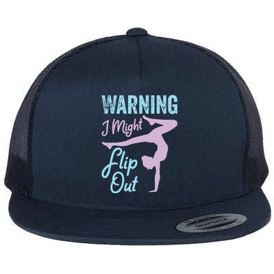 Funny Gymnastics Sport Quote Warning I Might Flip Out Flat Bill Trucker Hat