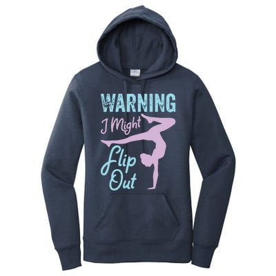 Funny Gymnastics Sport Quote Warning I Might Flip Out Women's Pullover Hoodie