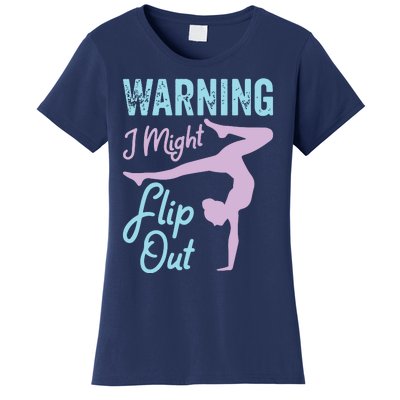 Funny Gymnastics Sport Quote Warning I Might Flip Out Women's T-Shirt