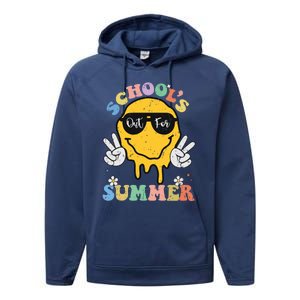 Funny Groovy Schools Out For Summer Graduation Teacher Performance Fleece Hoodie