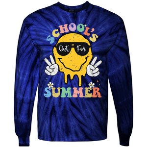 Funny Groovy Schools Out For Summer Graduation Teacher Tie-Dye Long Sleeve Shirt