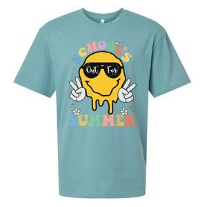 Funny Groovy Schools Out For Summer Graduation Teacher Sueded Cloud Jersey T-Shirt