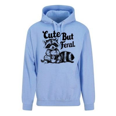 Feral Girl Summer Funny Meme Cute But Feral Raccoon Vacation Unisex Surf Hoodie