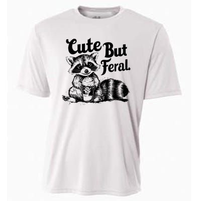 Feral Girl Summer Funny Meme Cute But Feral Raccoon Vacation Cooling Performance Crew T-Shirt