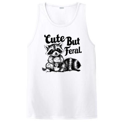 Feral Girl Summer Funny Meme Cute But Feral Raccoon Vacation PosiCharge Competitor Tank