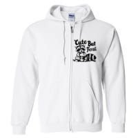 Feral Girl Summer Funny Meme Cute But Feral Raccoon Vacation Full Zip Hoodie