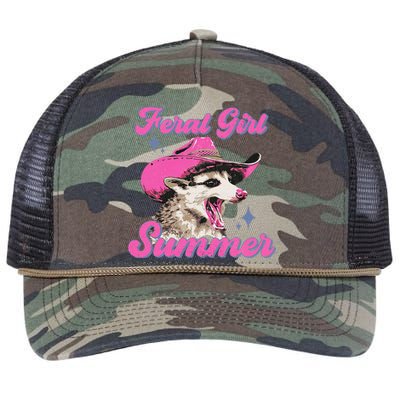 Feral Girl Summer Opossum Retro Rope Trucker Hat Cap