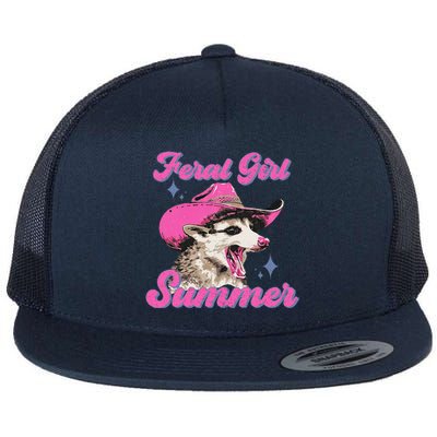 Feral Girl Summer Opossum Flat Bill Trucker Hat