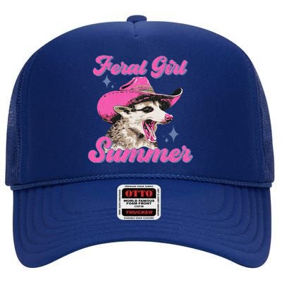 Feral Girl Summer Opossum High Crown Mesh Back Trucker Hat