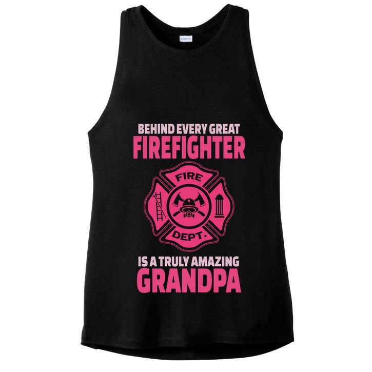 Firefighter Grandpa Support Of Granddaughter Grandson Gift Ladies PosiCharge Tri-Blend Wicking Tank
