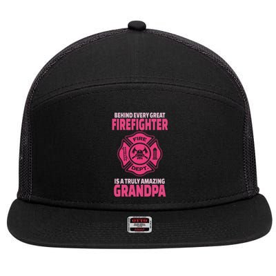 Firefighter Grandpa Support Of Granddaughter Grandson Gift 7 Panel Mesh Trucker Snapback Hat